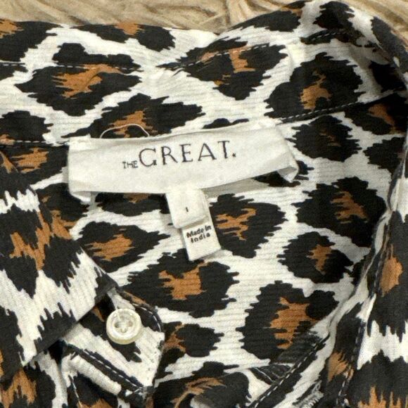 The Great. Collared button down cheetah print top size 1 (small) - Picture 4 of 6